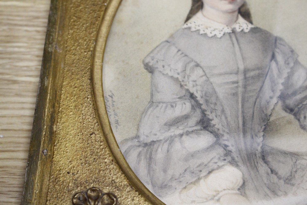 Sophie Mittler (19th century), watercolour, Portrait of a lady, signed, 19 x 14.5cm